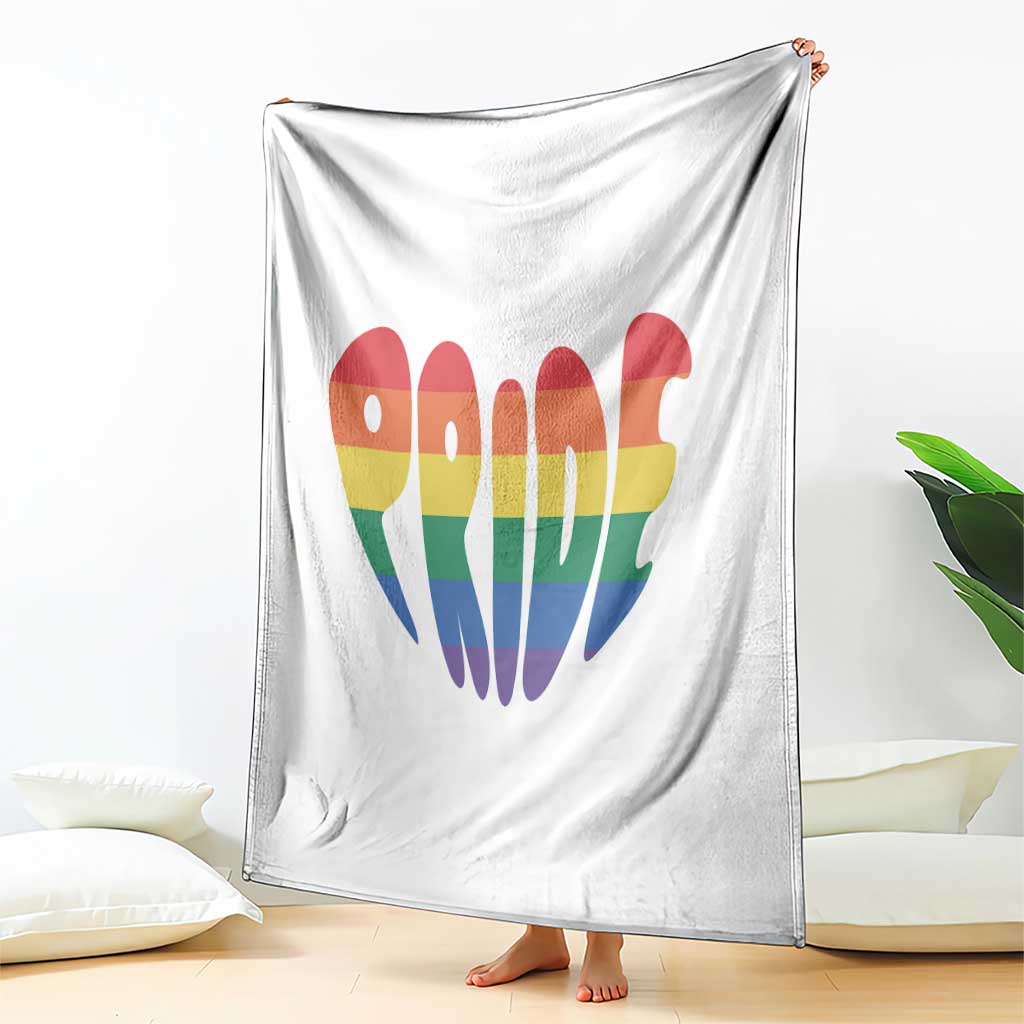 Rainbow Heart Pride Throw Blanket LGBTQ Support Graphic