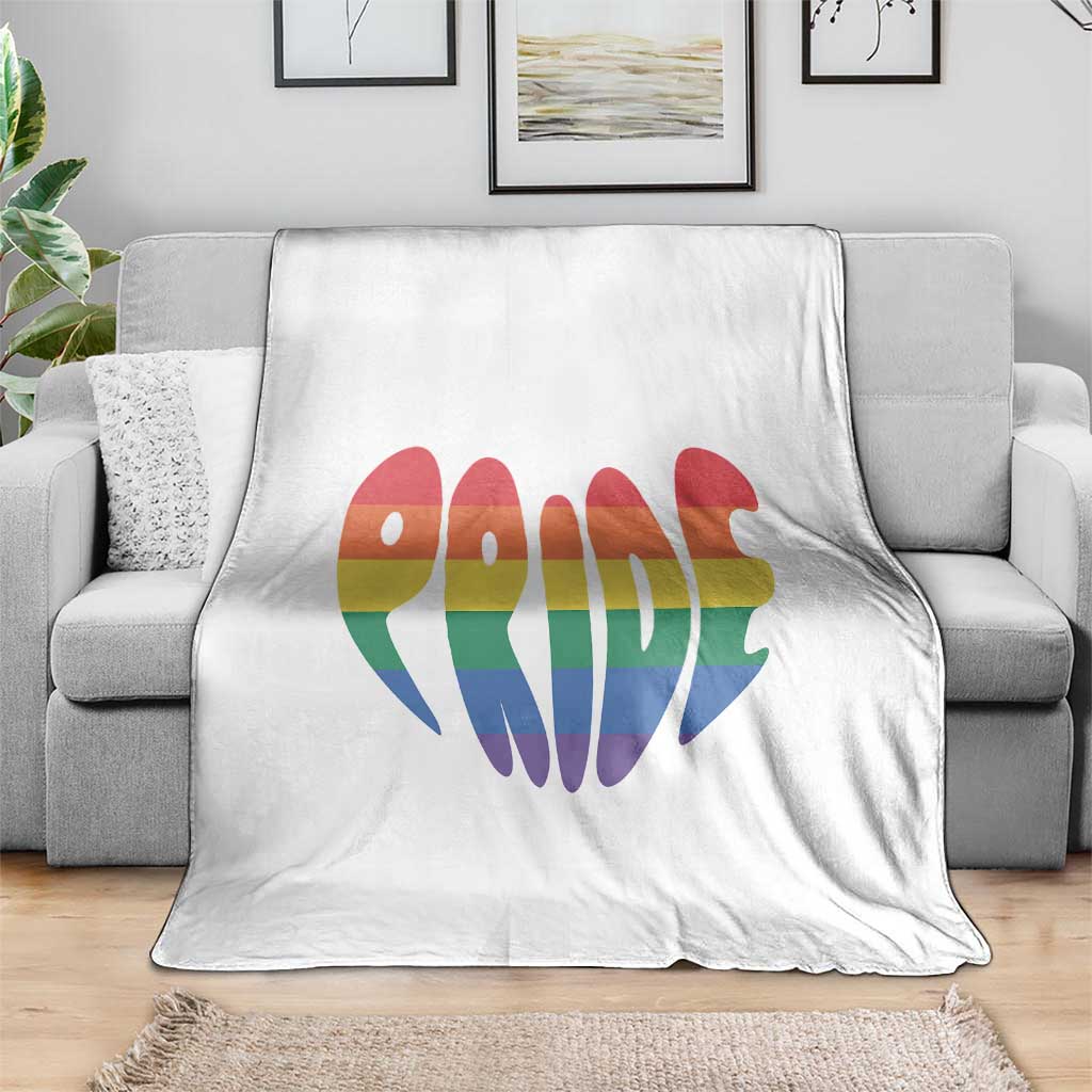 Rainbow Heart Pride Throw Blanket LGBTQ Support Graphic