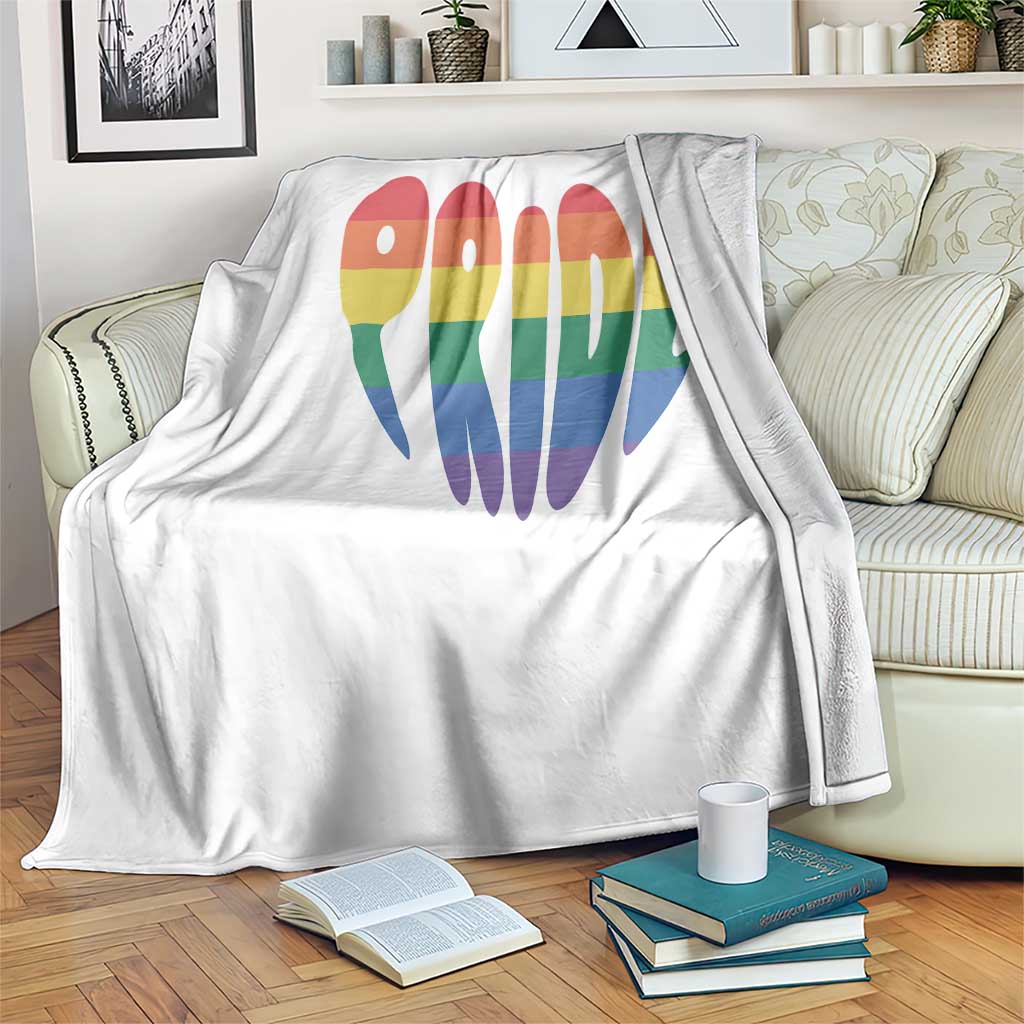 Rainbow Heart Pride Throw Blanket LGBTQ Support Graphic