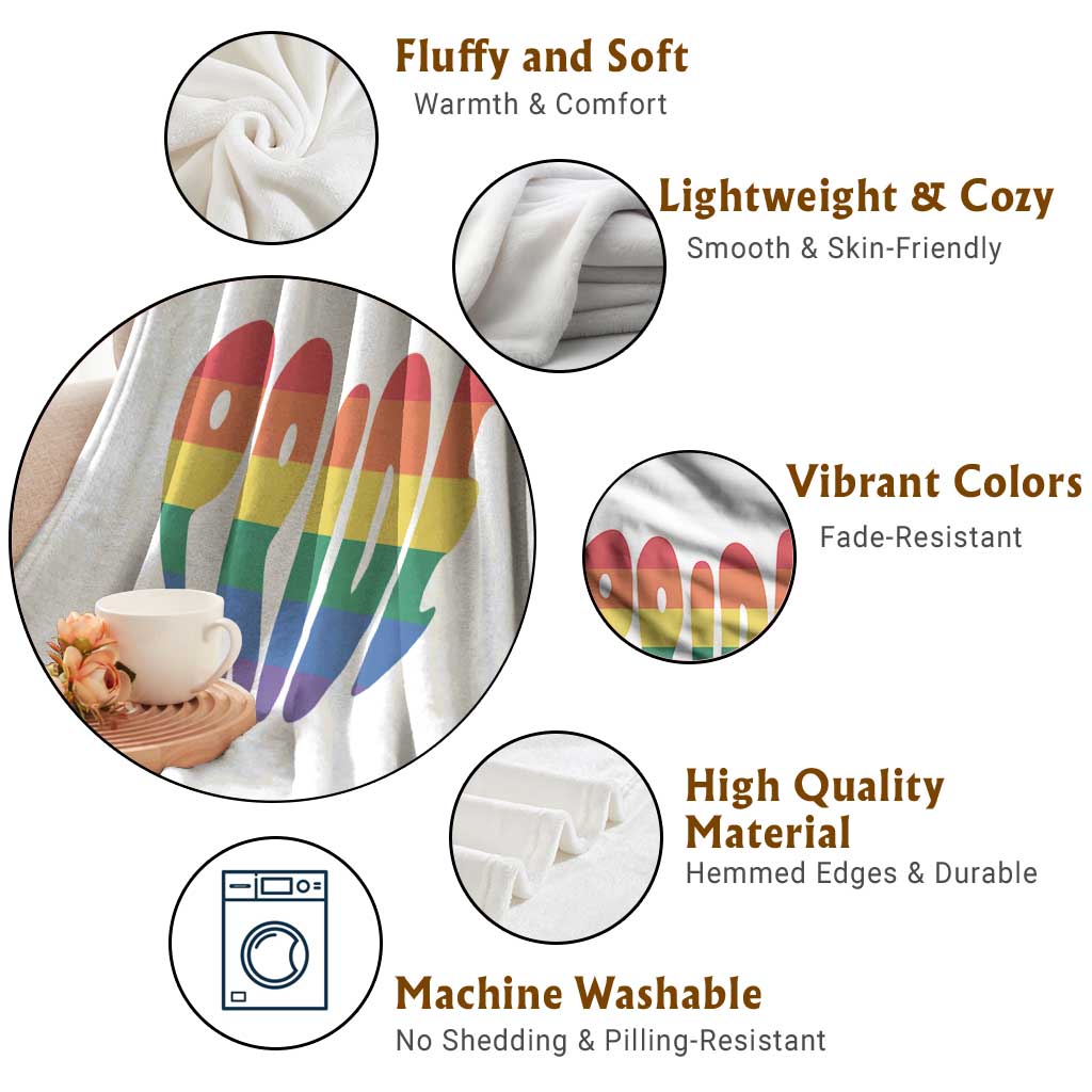 Rainbow Heart Pride Throw Blanket LGBTQ Support Graphic