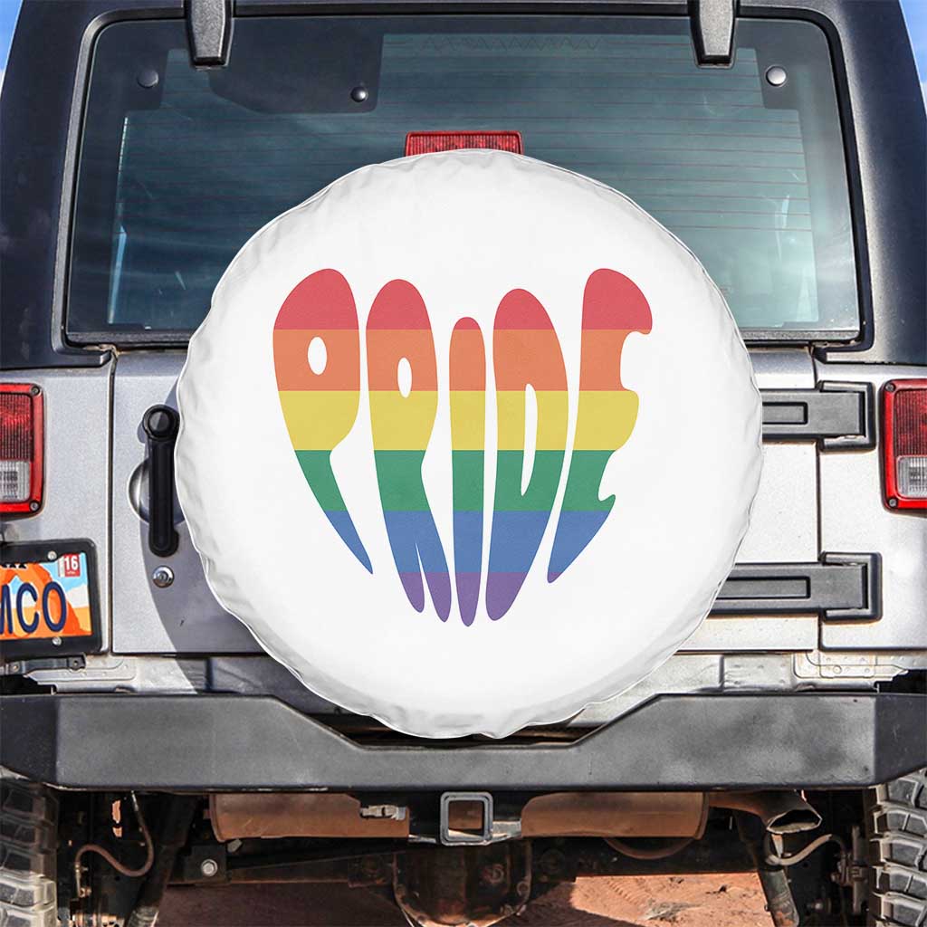 Rainbow Heart Pride Spare Tire Cover LGBTQ Support Graphic