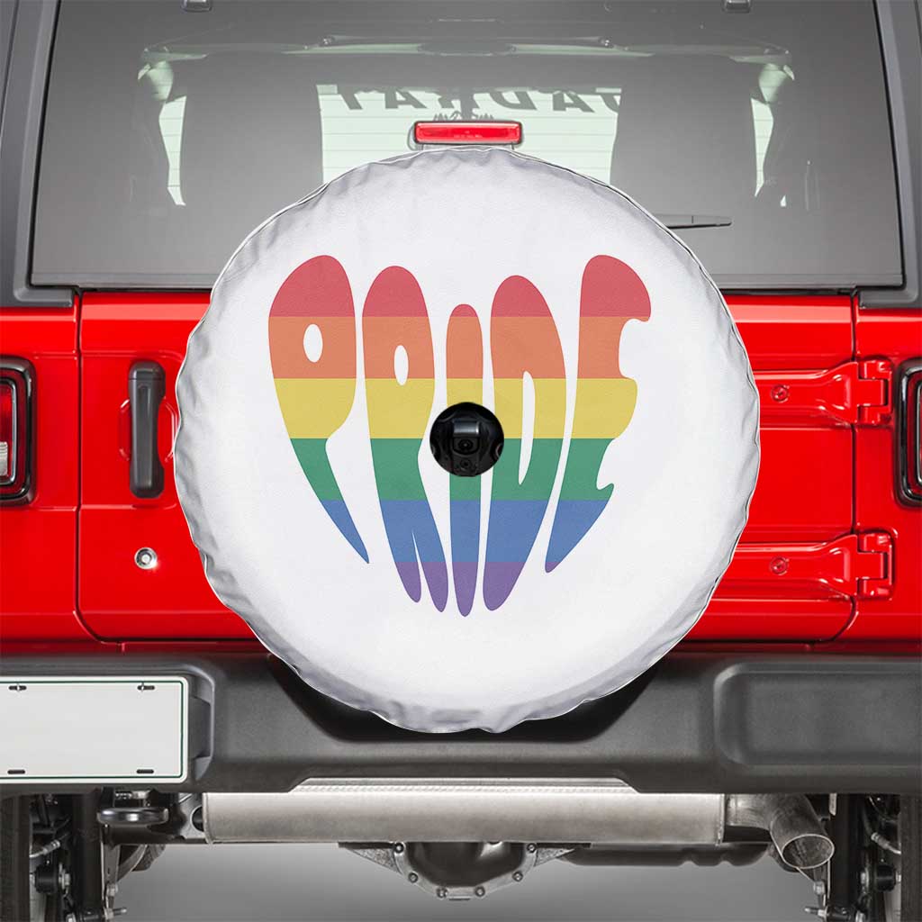 Rainbow Heart Pride Spare Tire Cover LGBTQ Support Graphic