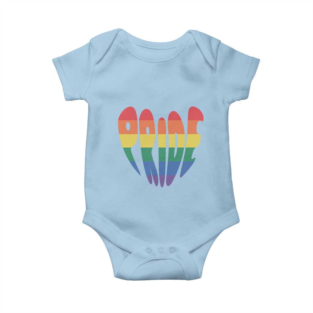 Rainbow Heart Pride Baby Onesie LGBTQ Support Graphic