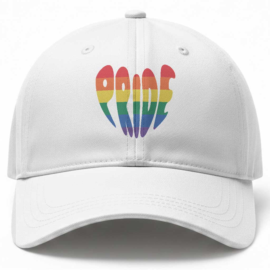 Rainbow Heart Pride Baseball Cap LGBTQ Support Graphic