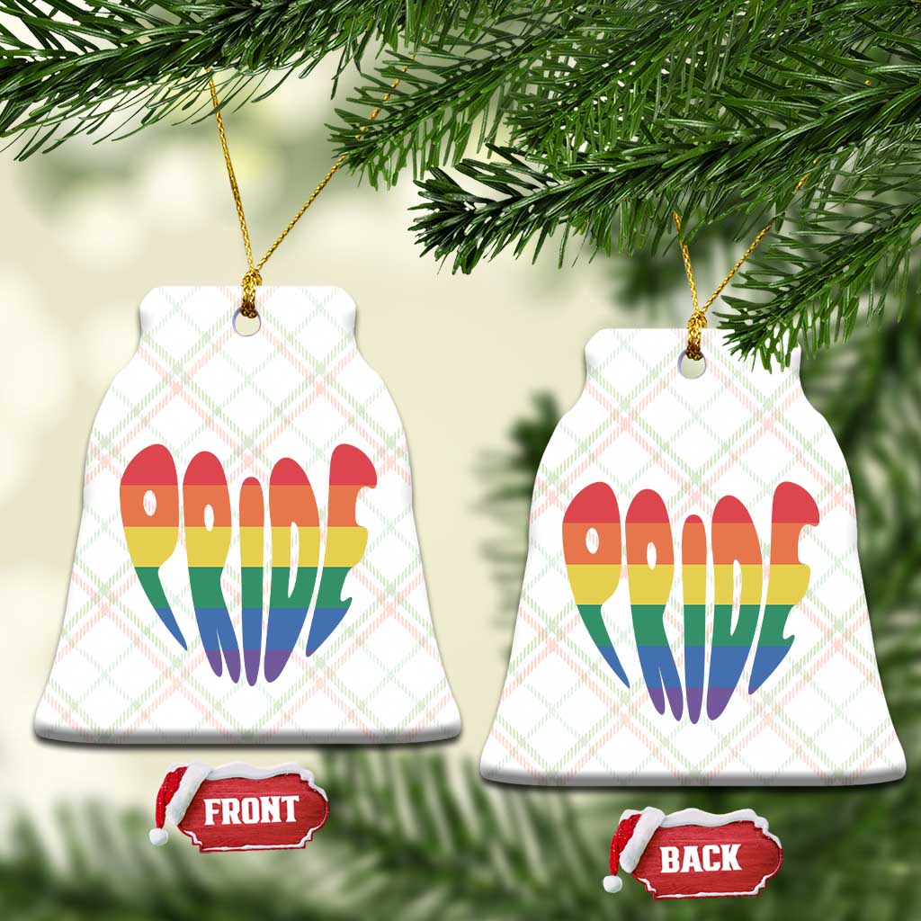 Rainbow Heart Pride Ceramic Ornament LGBTQ Support Graphic