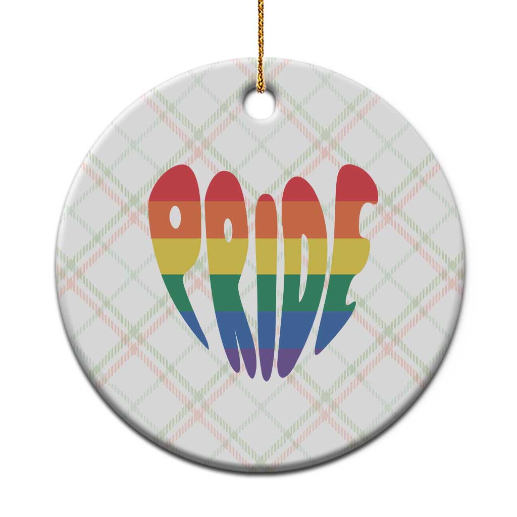 Rainbow Heart Pride Ceramic Ornament LGBTQ Support Graphic