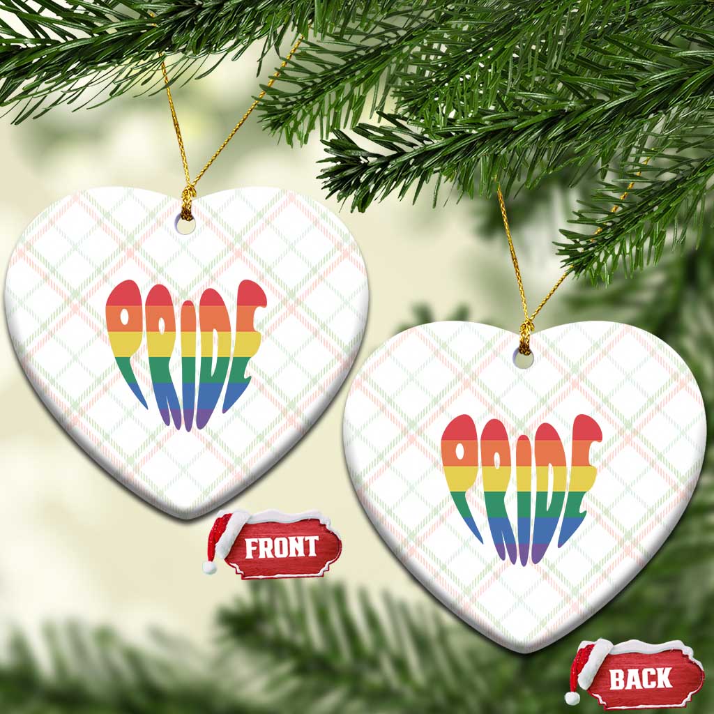 Rainbow Heart Pride Ceramic Ornament LGBTQ Support Graphic