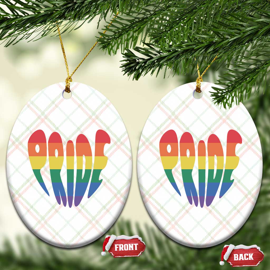 Rainbow Heart Pride Ceramic Ornament LGBTQ Support Graphic