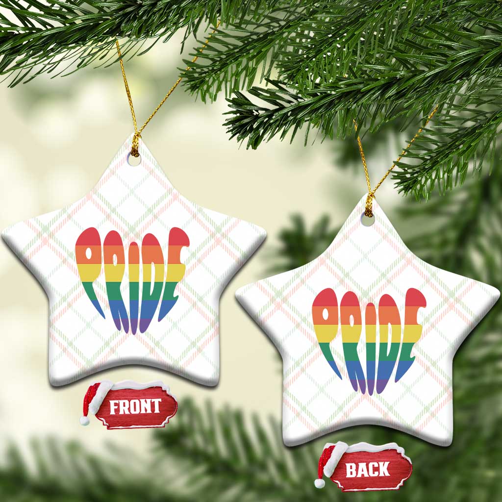 Rainbow Heart Pride Ceramic Ornament LGBTQ Support Graphic