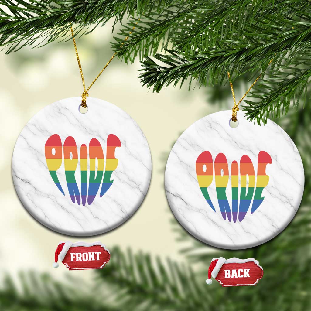 Rainbow Heart Pride Ceramic Ornament LGBTQ Support Graphic