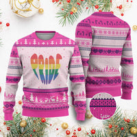 Rainbow Heart Pride Ugly Christmas Sweater LGBTQ Support Graphic