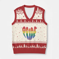Rainbow Heart Pride V-Neck Knit Sweater Vest LGBTQ Support Graphic
