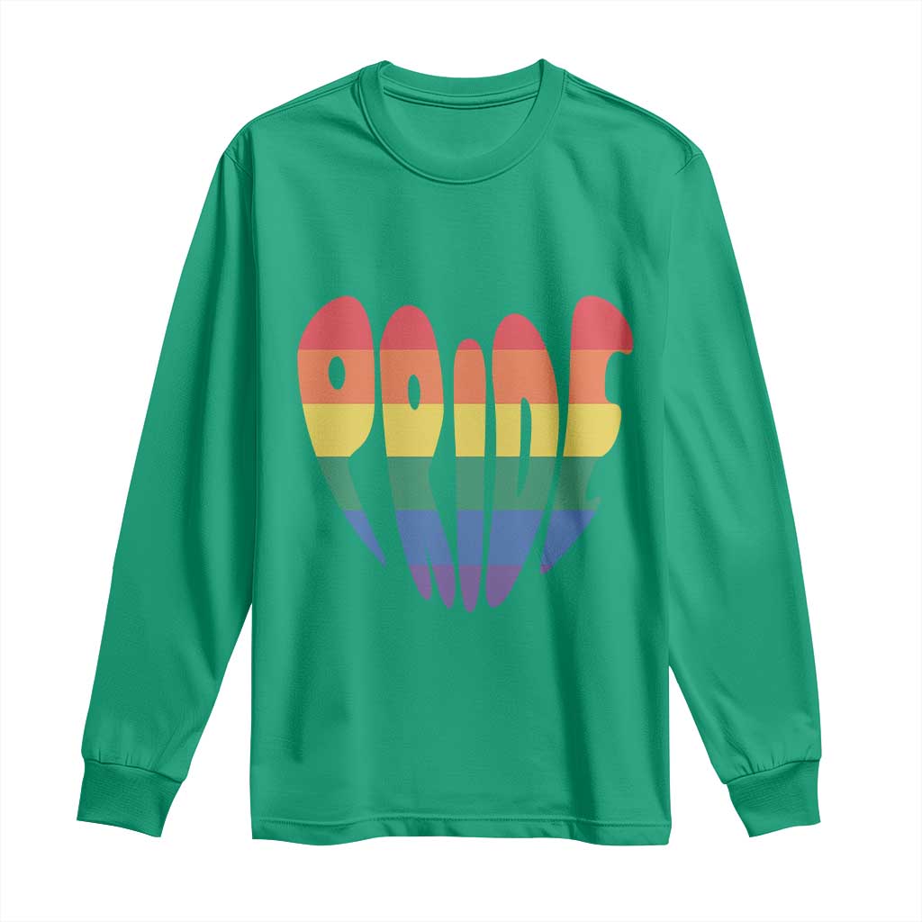 Rainbow Heart Pride Long Sleeve Shirt LGBTQ Support Graphic