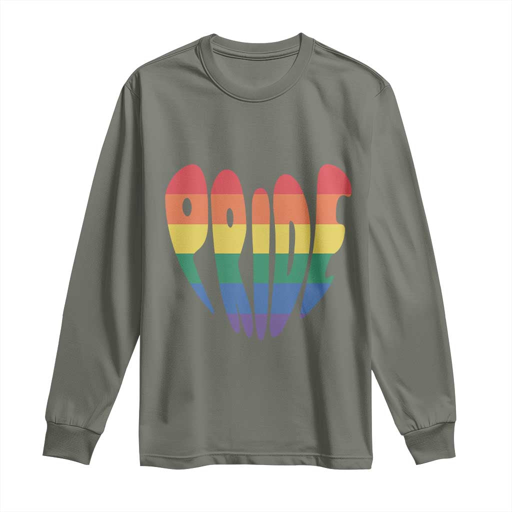Rainbow Heart Pride Long Sleeve Shirt LGBTQ Support Graphic