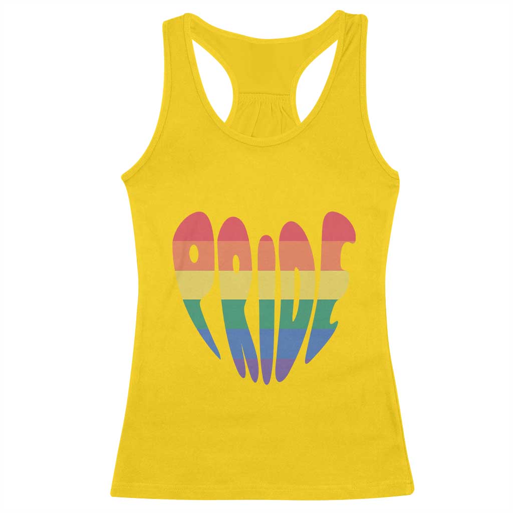 Rainbow Heart Pride Racerback Tank Top LGBTQ Support Graphic