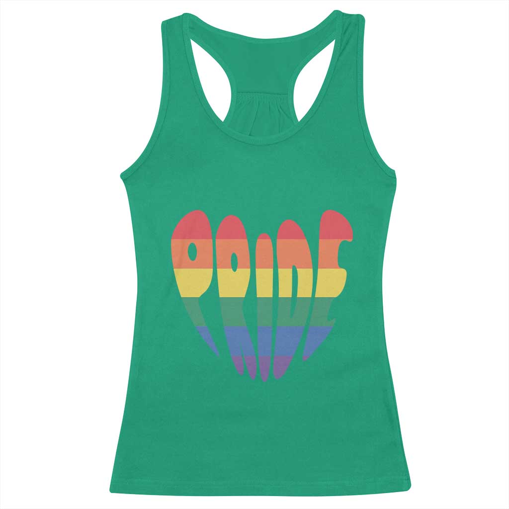 Rainbow Heart Pride Racerback Tank Top LGBTQ Support Graphic