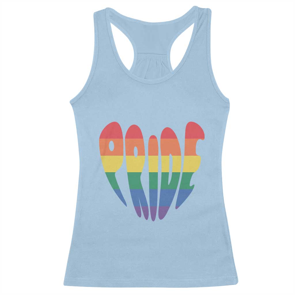 Rainbow Heart Pride Racerback Tank Top LGBTQ Support Graphic