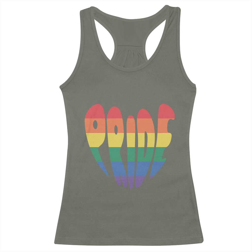 Rainbow Heart Pride Racerback Tank Top LGBTQ Support Graphic