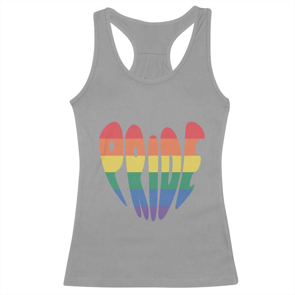 Rainbow Heart Pride Racerback Tank Top LGBTQ Support Graphic
