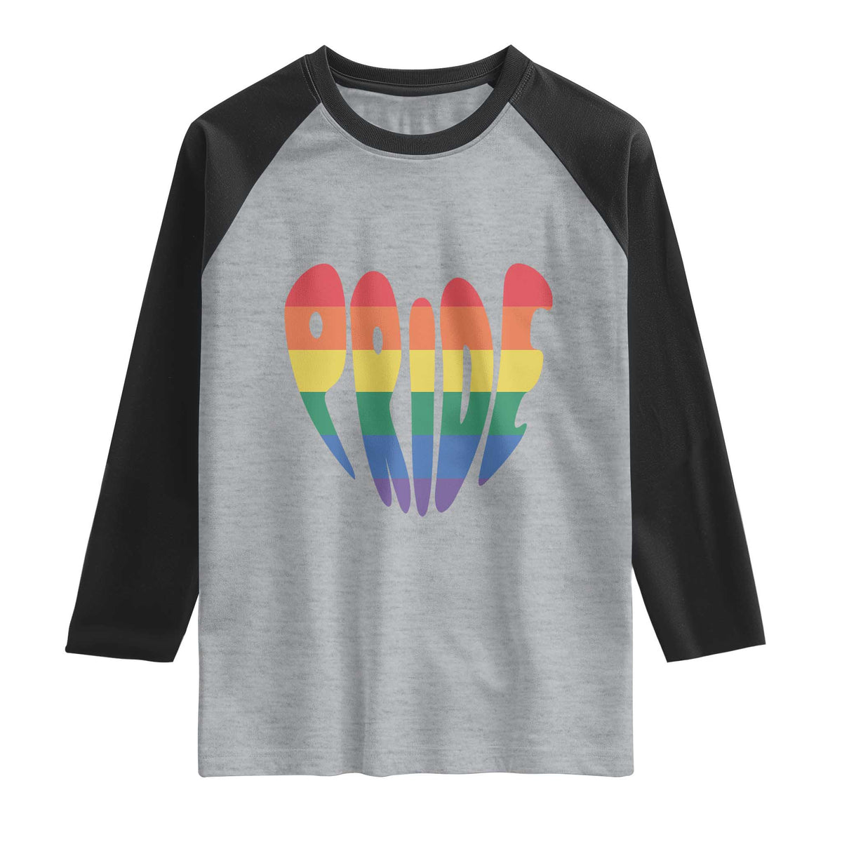 Rainbow Heart Pride Raglan Shirt LGBTQ Support Graphic