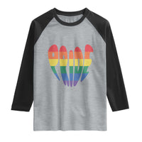 Rainbow Heart Pride Raglan Shirt LGBTQ Support Graphic