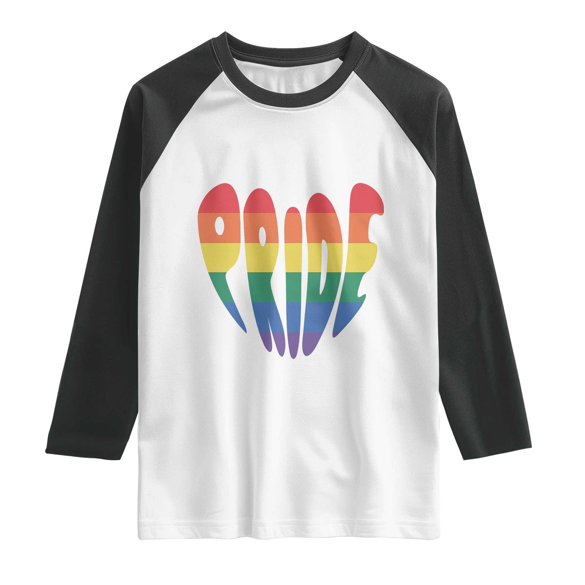 Rainbow Heart Pride Raglan Shirt LGBTQ Support Graphic
