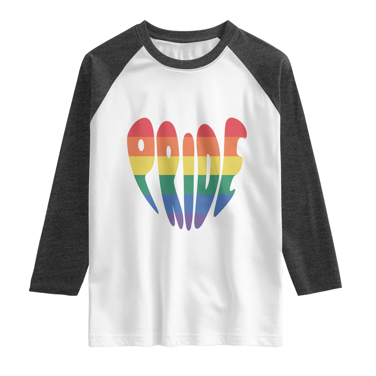 Rainbow Heart Pride Raglan Shirt LGBTQ Support Graphic