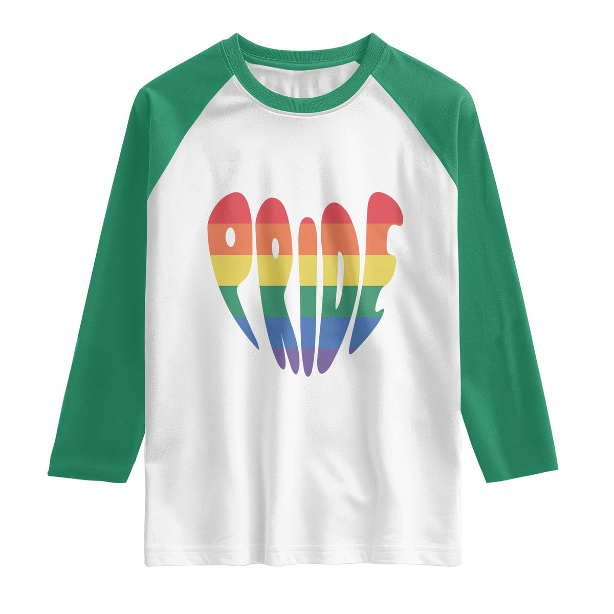 Rainbow Heart Pride Raglan Shirt LGBTQ Support Graphic