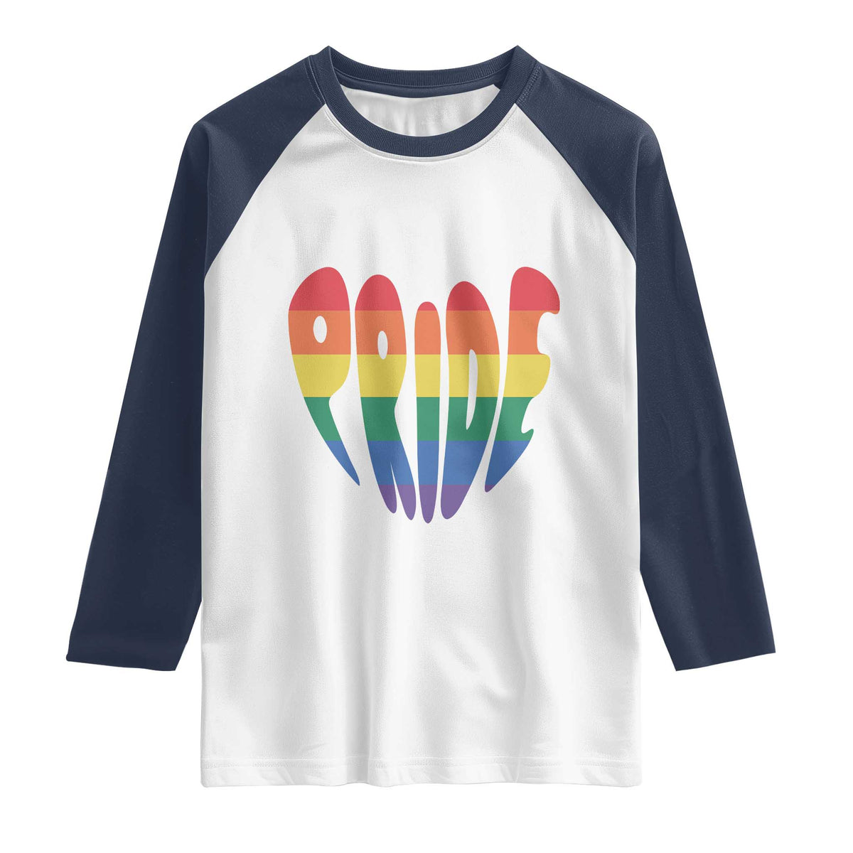 Rainbow Heart Pride Raglan Shirt LGBTQ Support Graphic