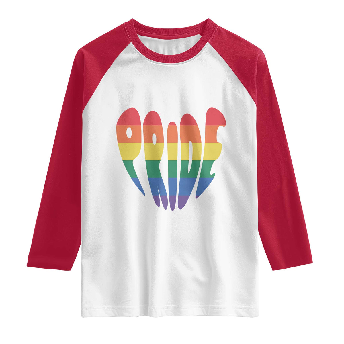 Rainbow Heart Pride Raglan Shirt LGBTQ Support Graphic
