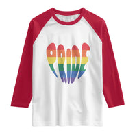 Rainbow Heart Pride Raglan Shirt LGBTQ Support Graphic