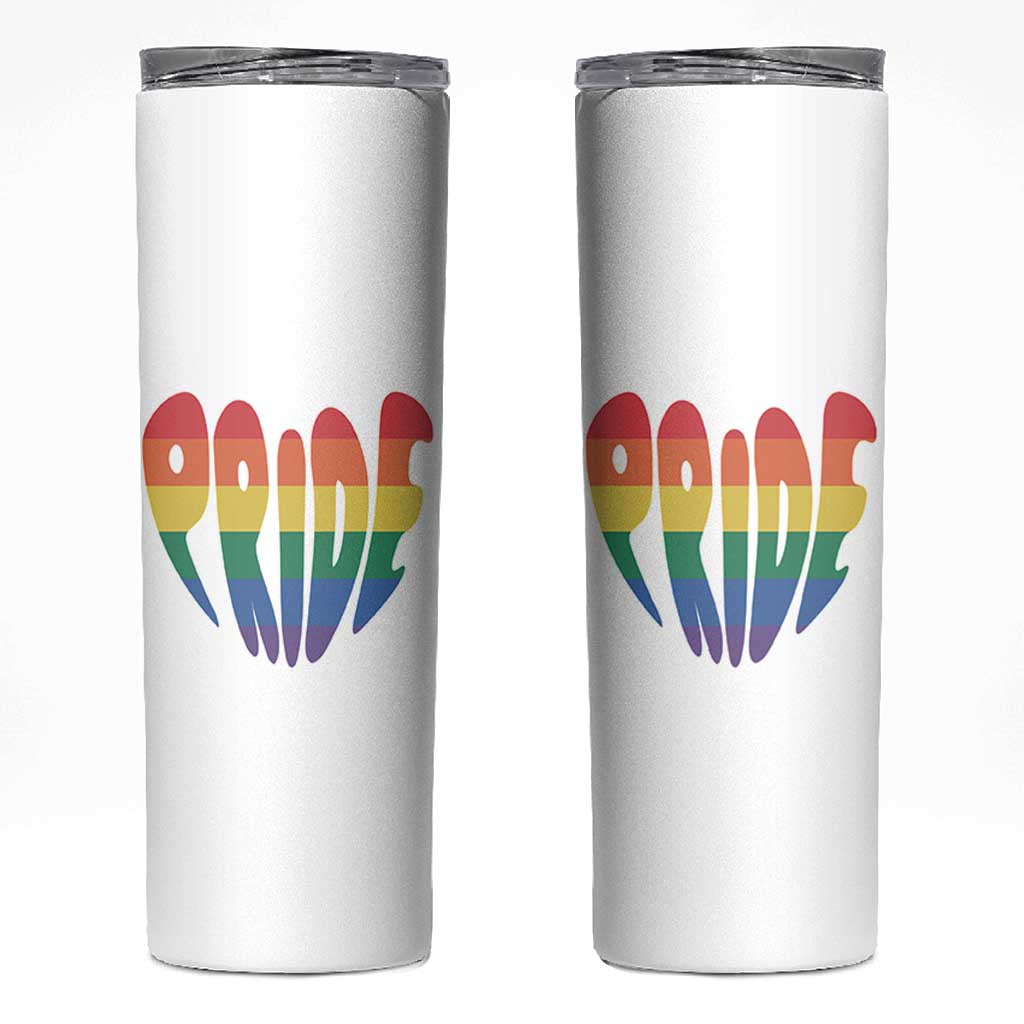 Rainbow Heart Pride Skinny Tumbler LGBTQ Support Graphic