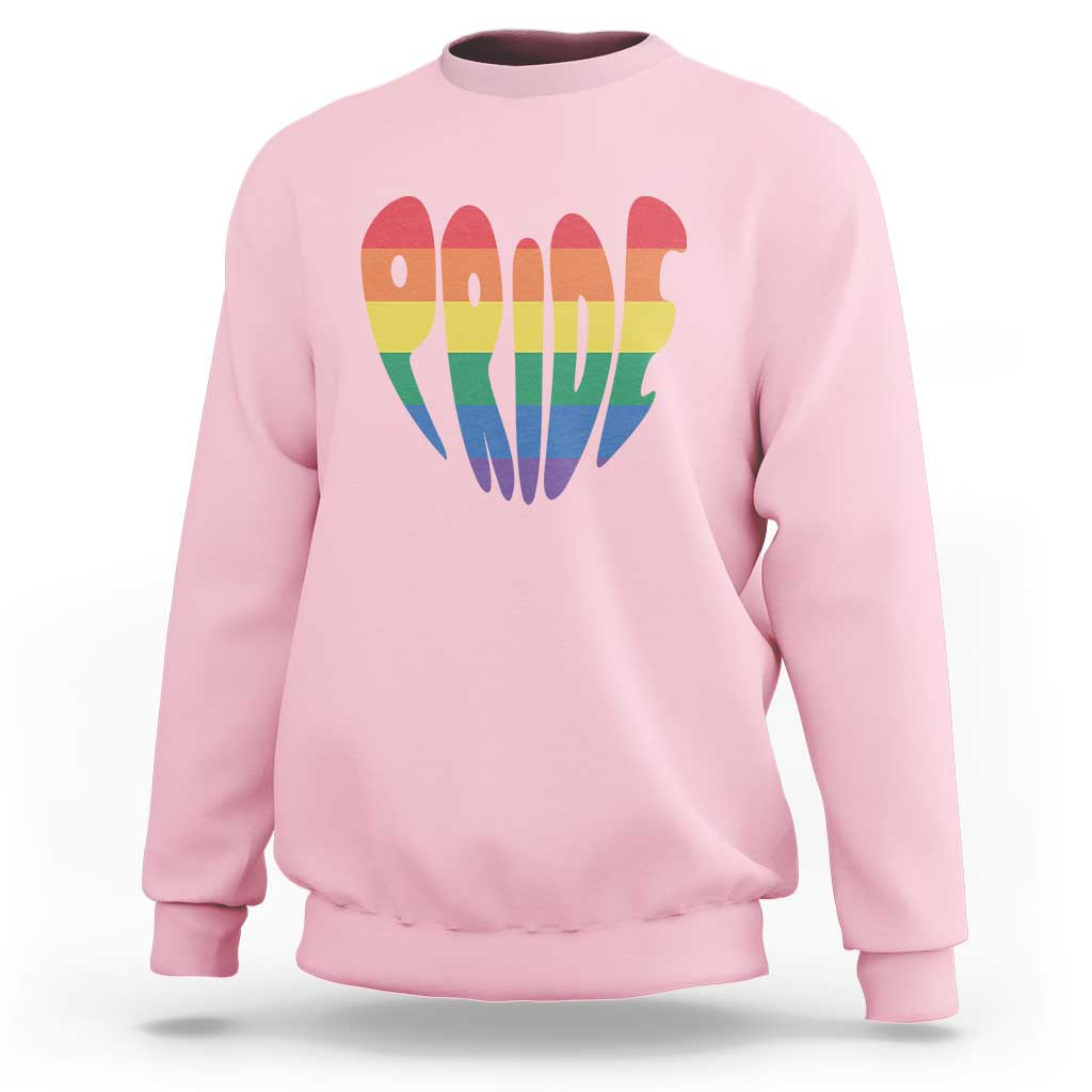 Rainbow Heart Pride Sweatshirt LGBTQ Support Graphic