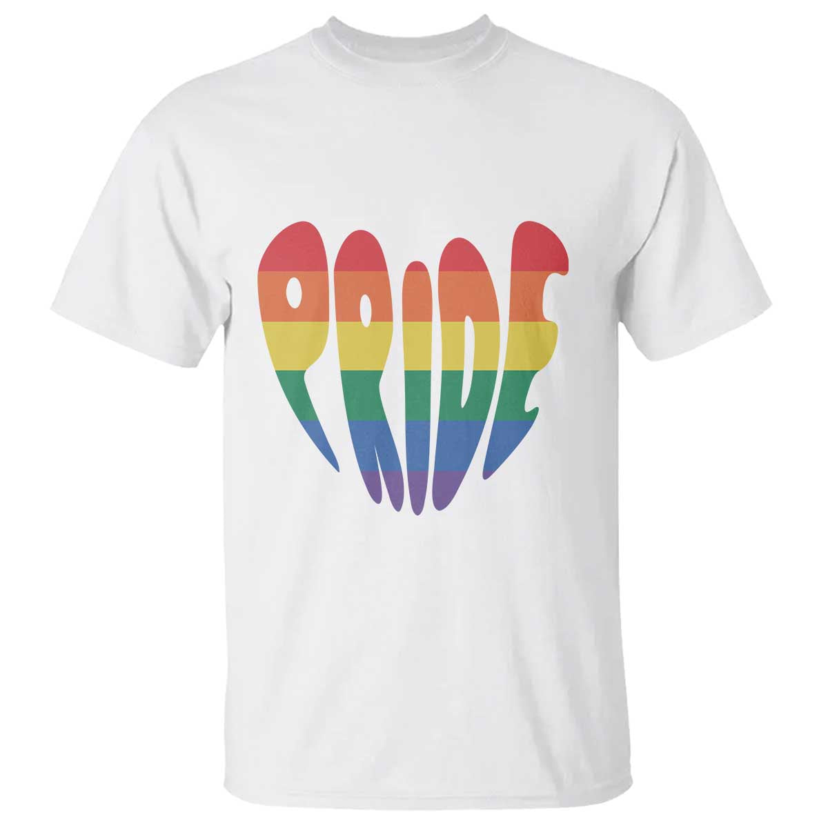Rainbow Heart Pride T Shirt LGBTQ Support Graphic