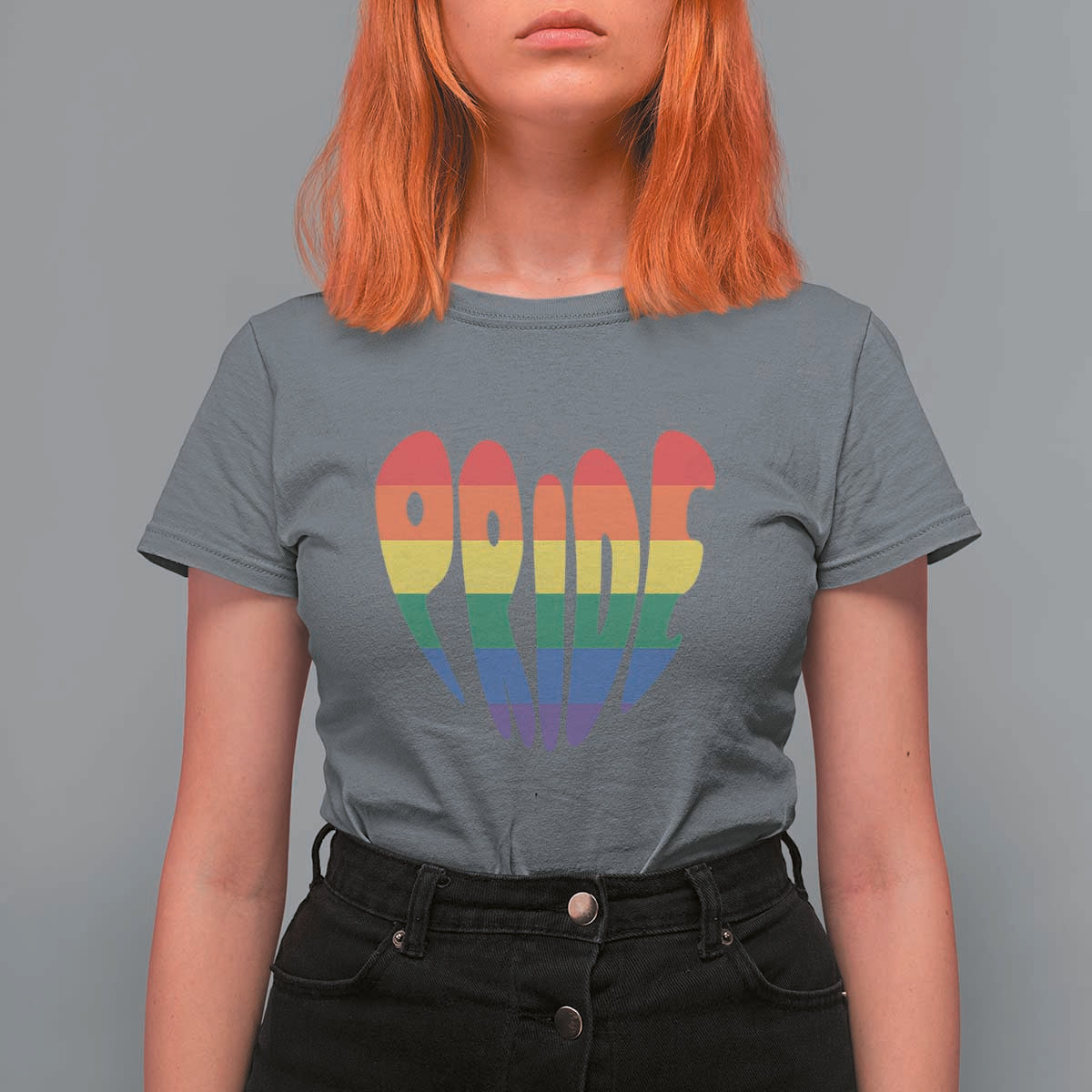 Rainbow Heart Pride T Shirt For Women LGBTQ Support Graphic