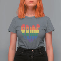 Rainbow Heart Pride T Shirt For Women LGBTQ Support Graphic