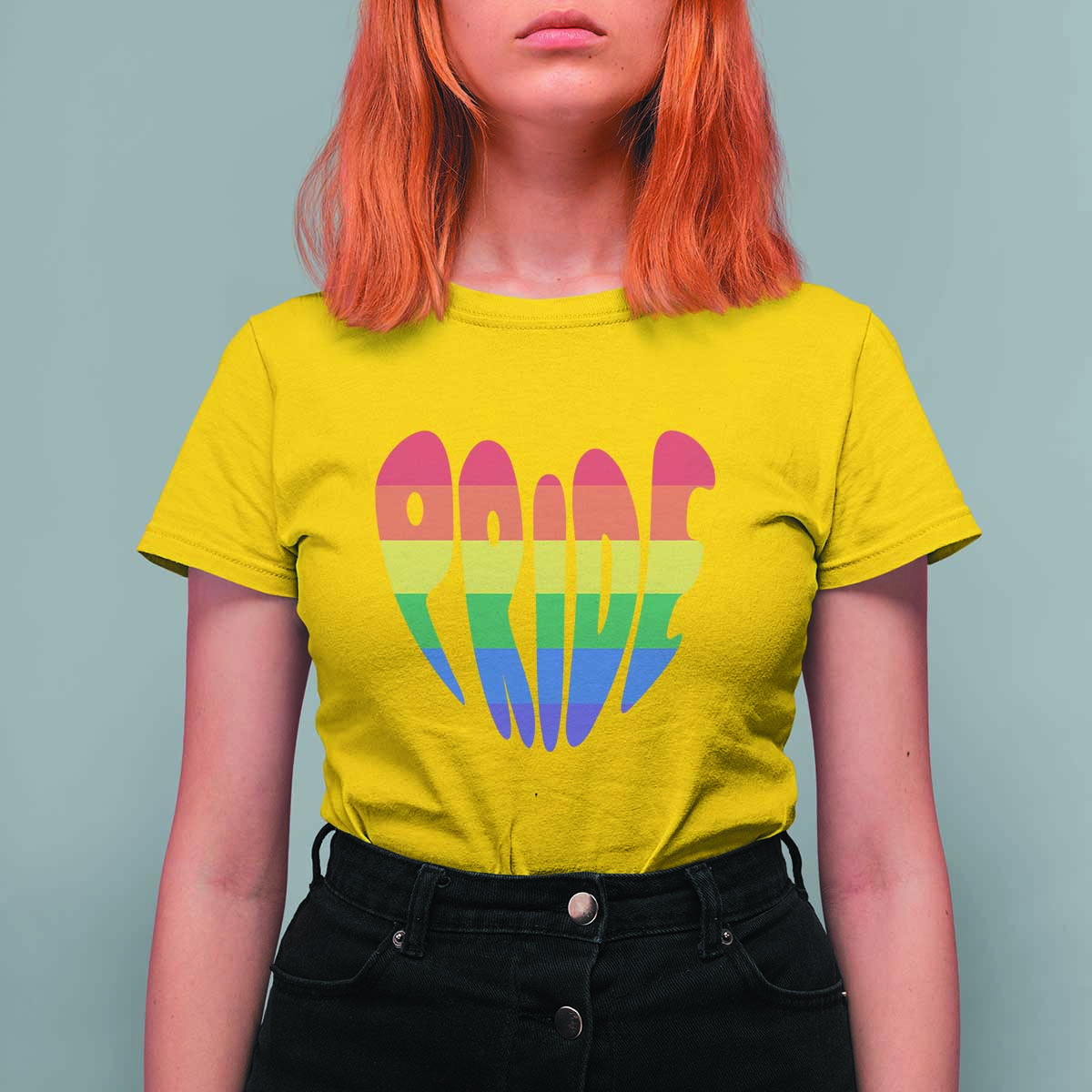 Rainbow Heart Pride T Shirt For Women LGBTQ Support Graphic