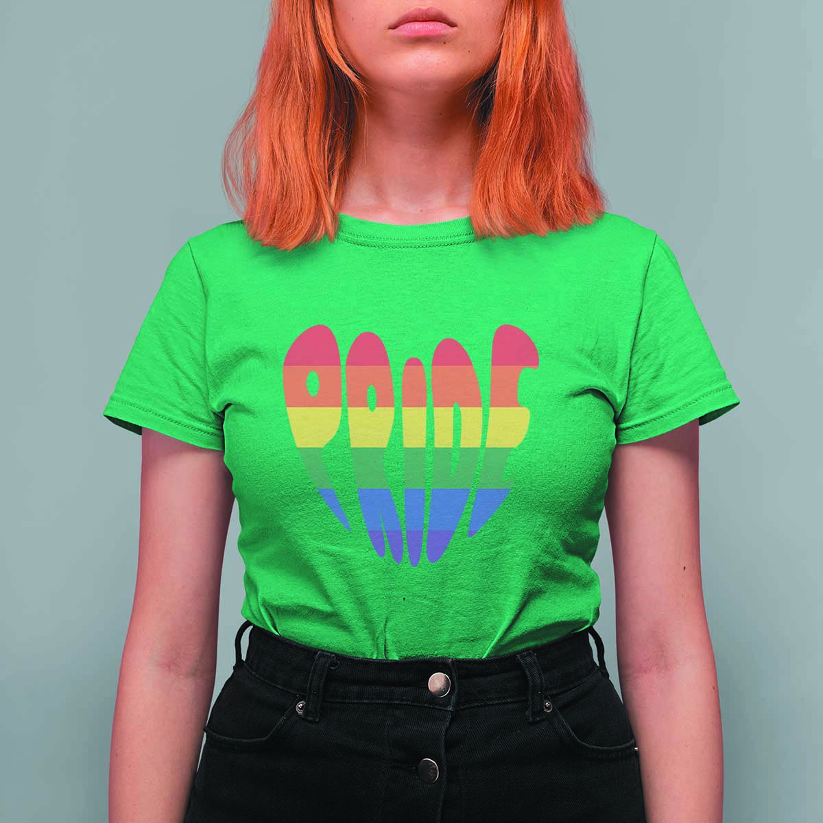 Rainbow Heart Pride T Shirt For Women LGBTQ Support Graphic