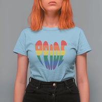 Rainbow Heart Pride T Shirt For Women LGBTQ Support Graphic