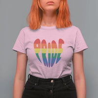 Rainbow Heart Pride T Shirt For Women LGBTQ Support Graphic