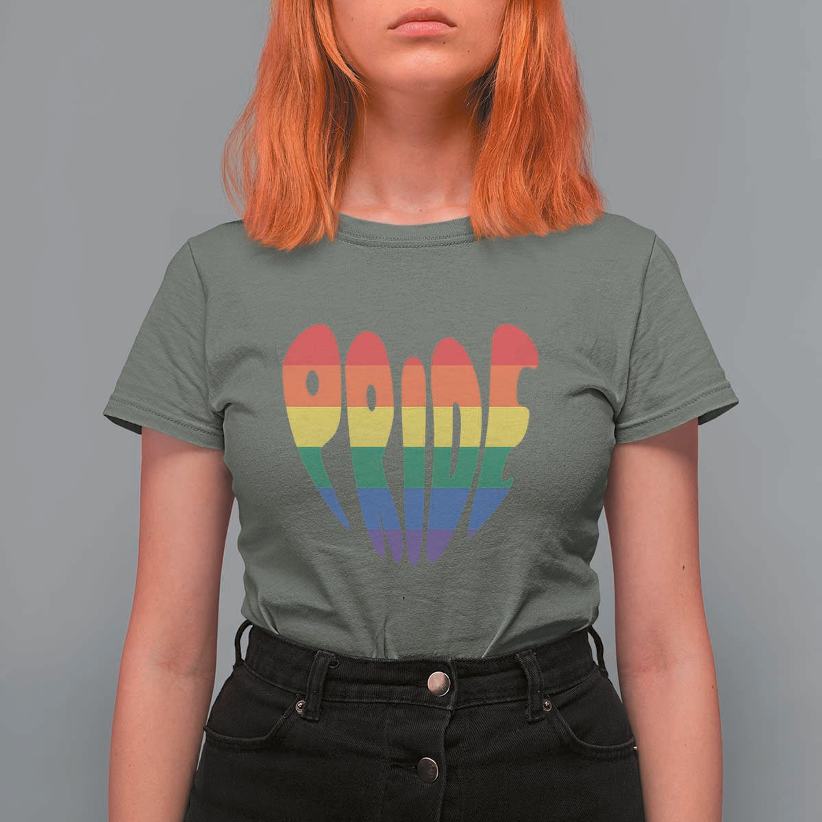 Rainbow Heart Pride T Shirt For Women LGBTQ Support Graphic