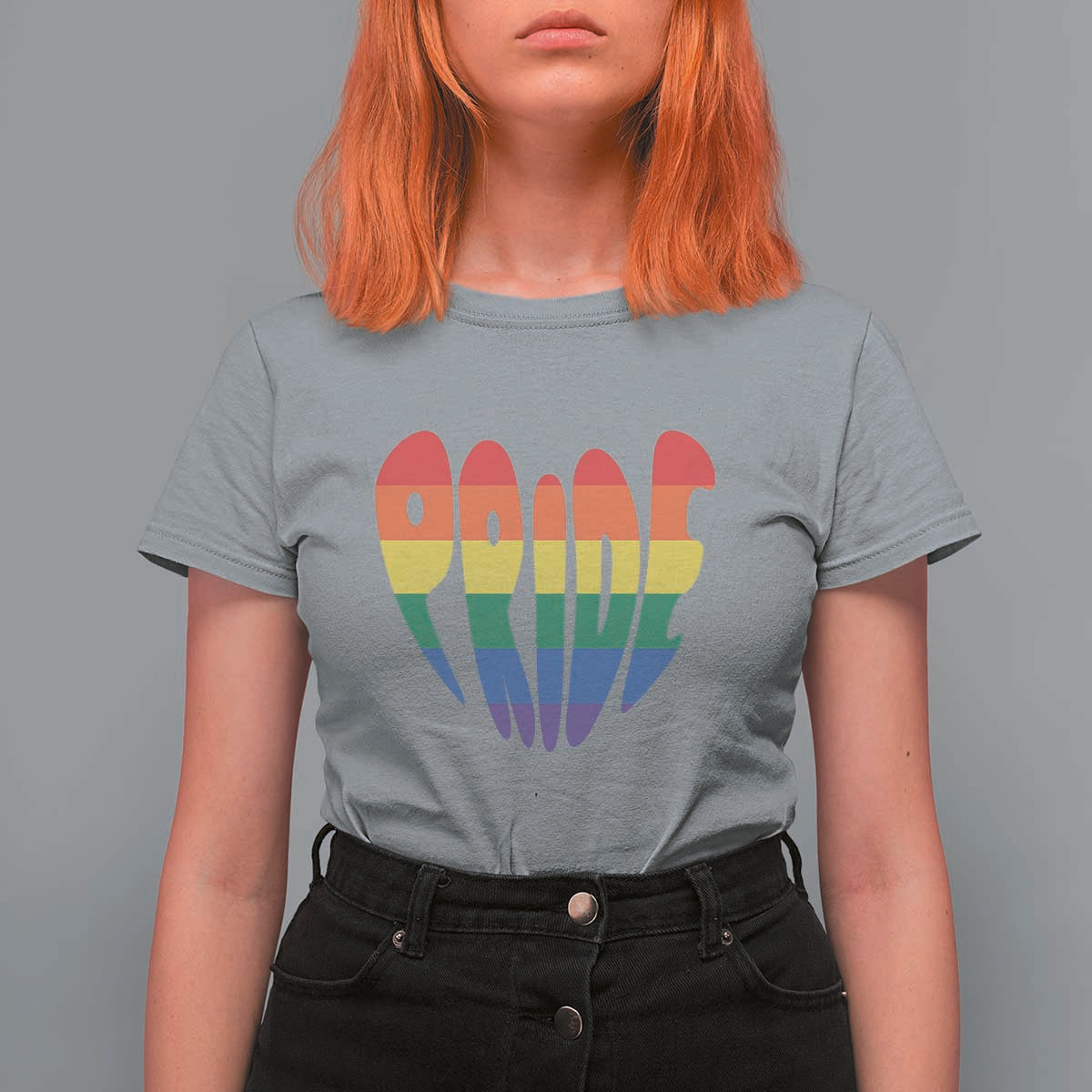 Rainbow Heart Pride T Shirt For Women LGBTQ Support Graphic