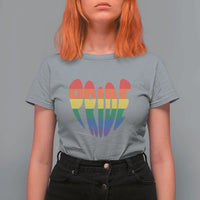 Rainbow Heart Pride T Shirt For Women LGBTQ Support Graphic