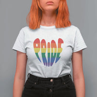 Rainbow Heart Pride T Shirt For Women LGBTQ Support Graphic