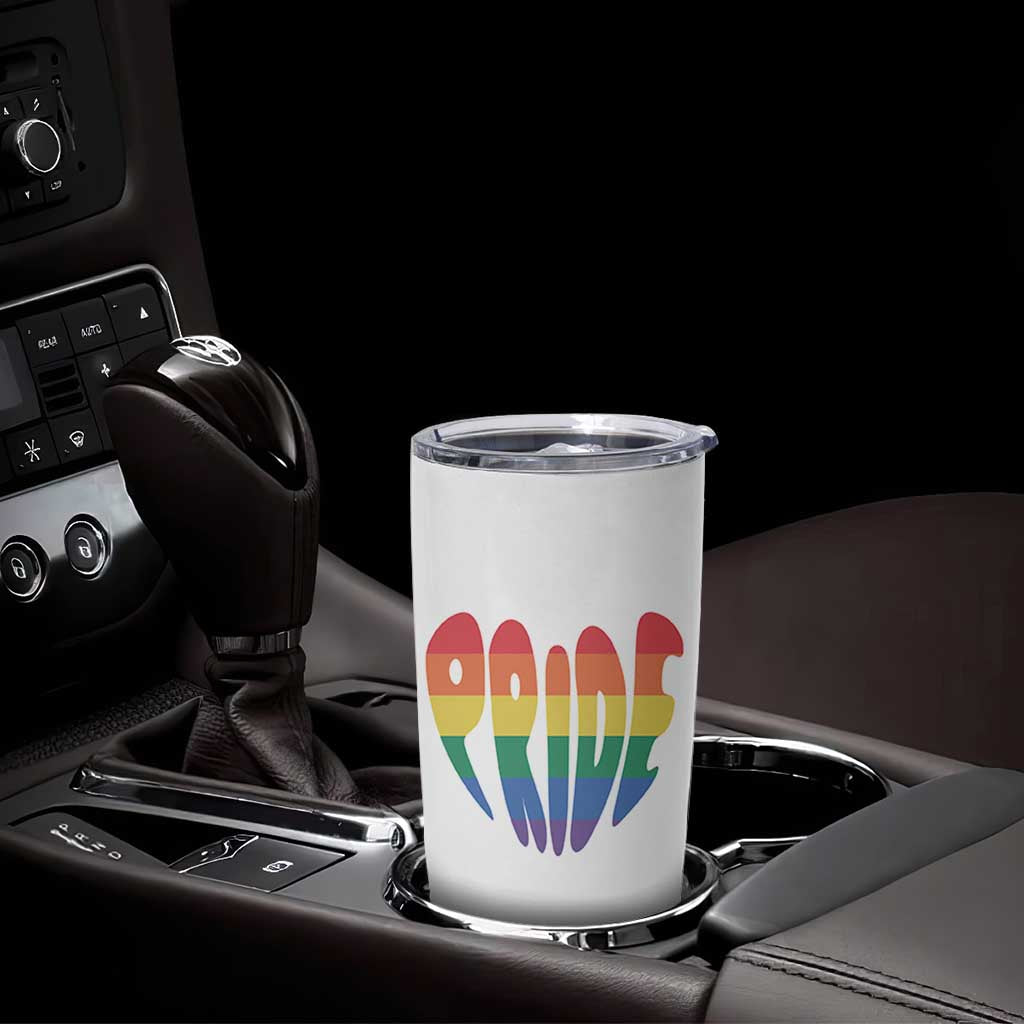 Rainbow Heart Pride Tumbler Cup LGBTQ Support Graphic