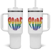 Rainbow Heart Pride Tumbler With Handle LGBTQ Support Graphic