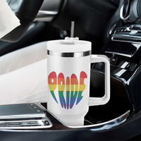 Rainbow Heart Pride Tumbler With Handle LGBTQ Support Graphic