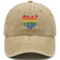 Rainbow Heart Pride Washed Cotton Baseball Cap LGBTQ Support Graphic