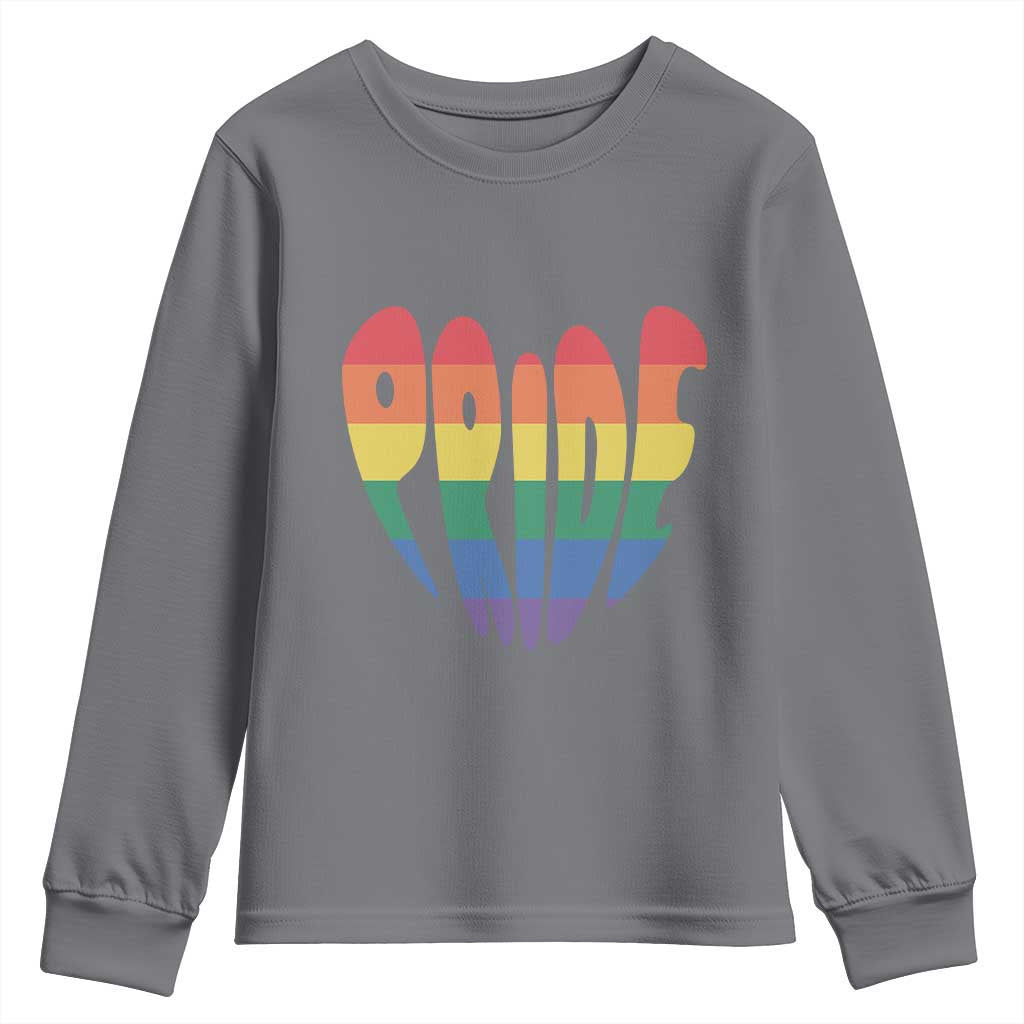 Rainbow Heart Pride Youth Sweatshirt LGBTQ Support Graphic