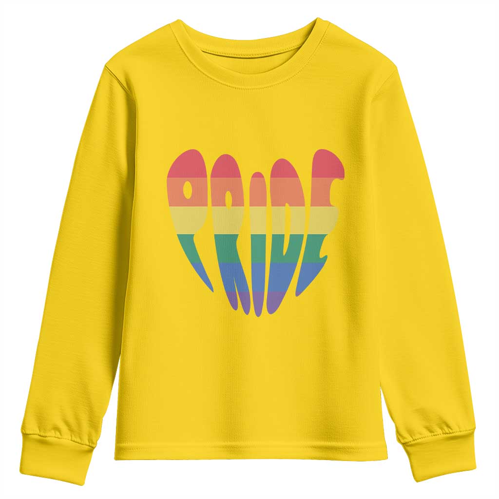 Rainbow Heart Pride Youth Sweatshirt LGBTQ Support Graphic